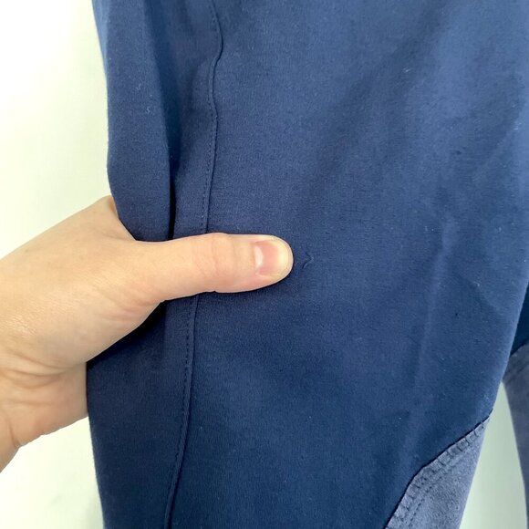 HR FARM Horse Riding Suede Breeches Navy Blue Striped Equestrian Pants Horseback - Picture 7 of 16